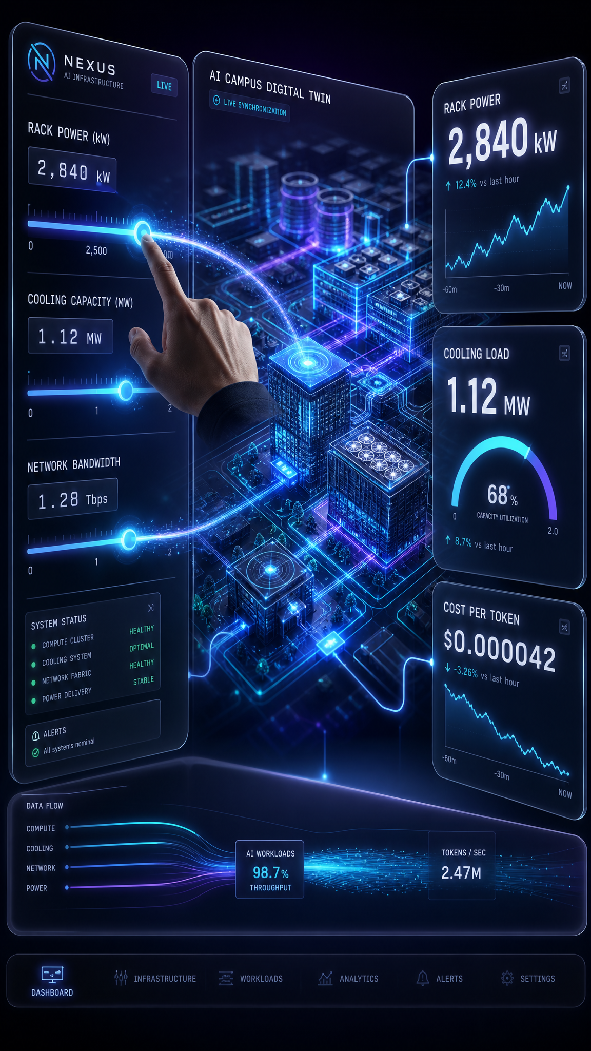 AI campus digital twin dashboard